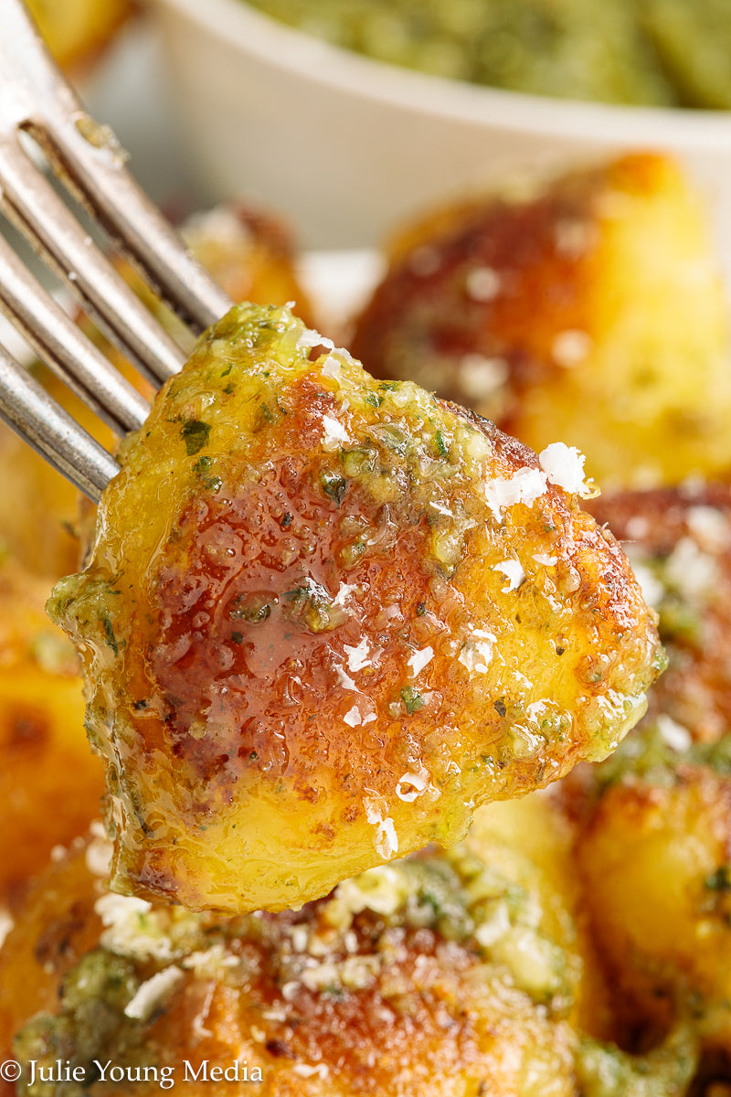 Crispy Pesto Roast Potatoes