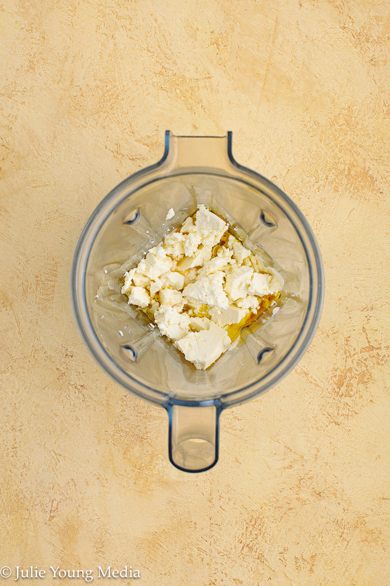 Cucumber Tomato Noodle Salad with Creamy Feta Dressing