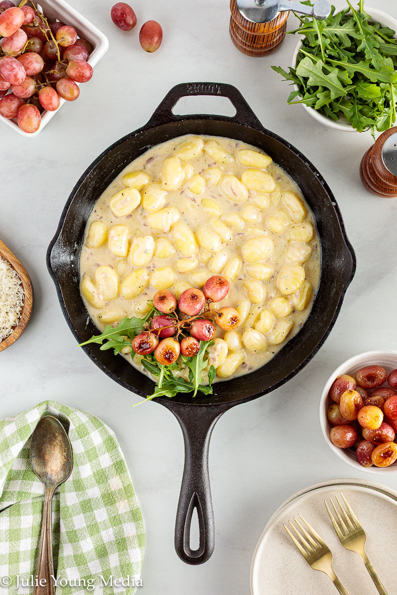 Gnocchi with Gorgonzola, Roast Grapes, and Arugula
