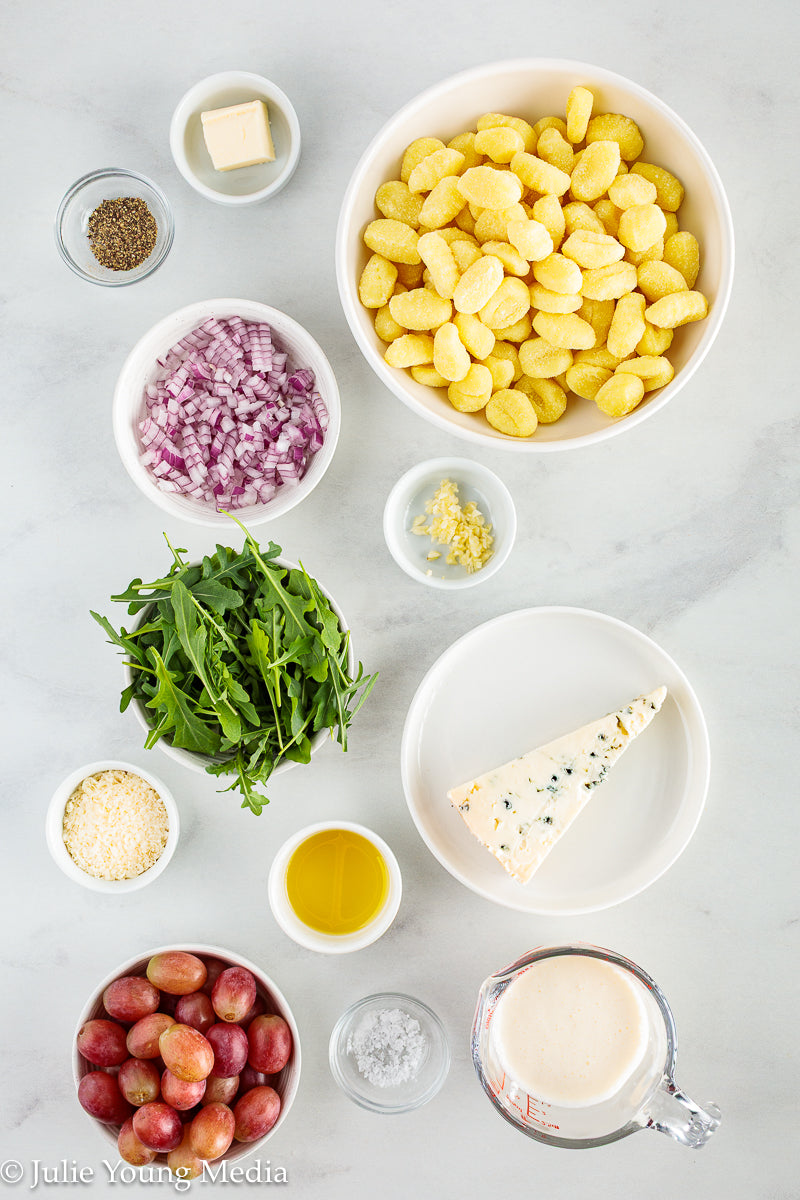 Gnocchi with Gorgonzola, Roast Grapes, and Arugula