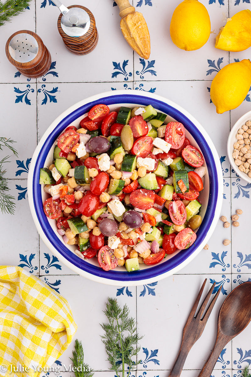 Greek Chickpea Salad with Lemon Dill Vinaigrette
