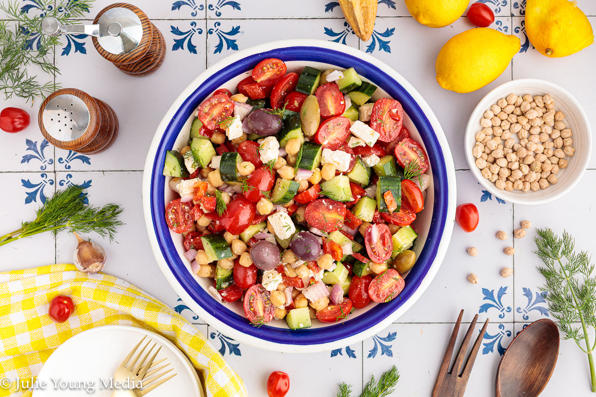 Greek Chickpea Salad with Lemon Dill Vinaigrette