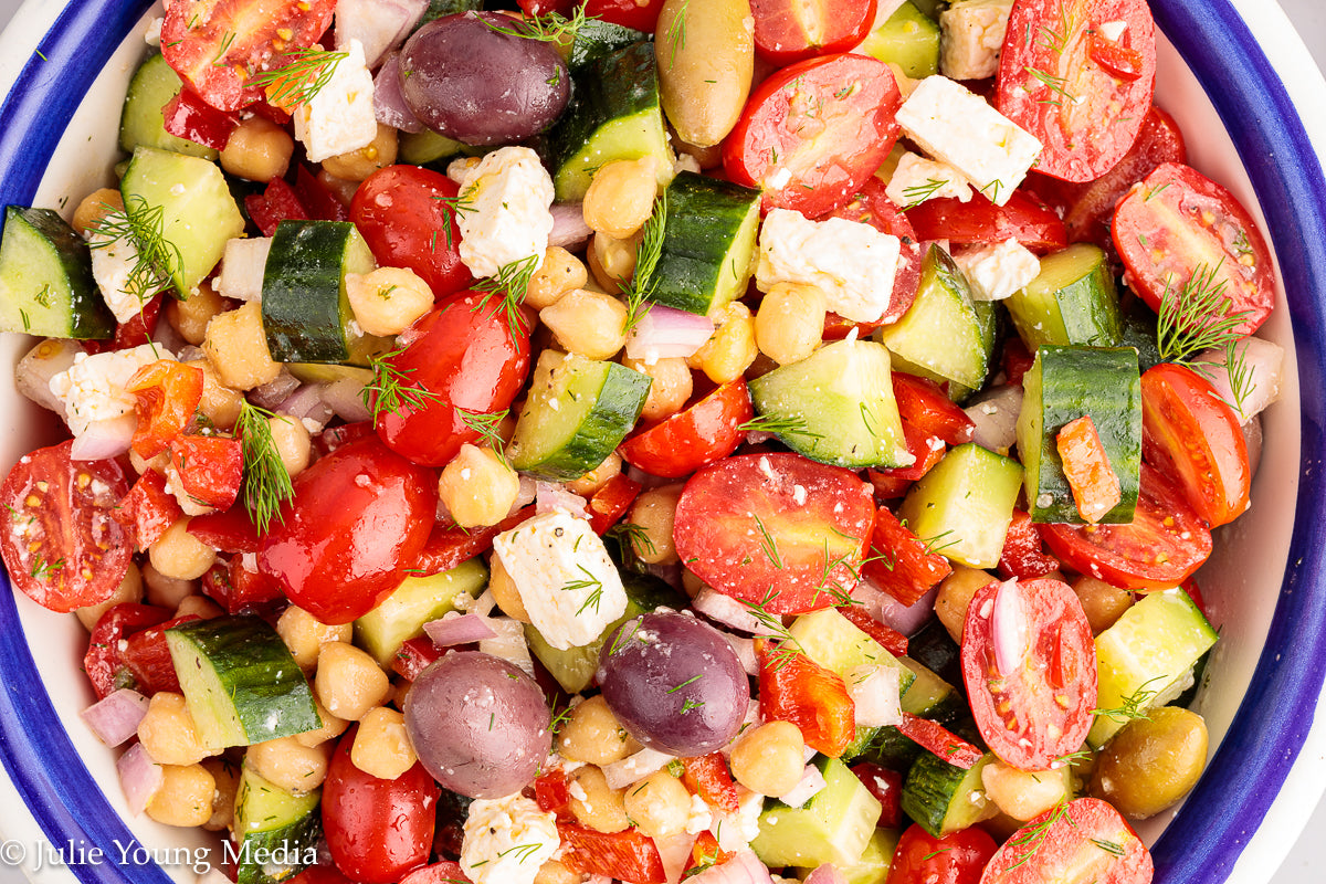 Greek Chickpea Salad with Lemon Dill Vinaigrette