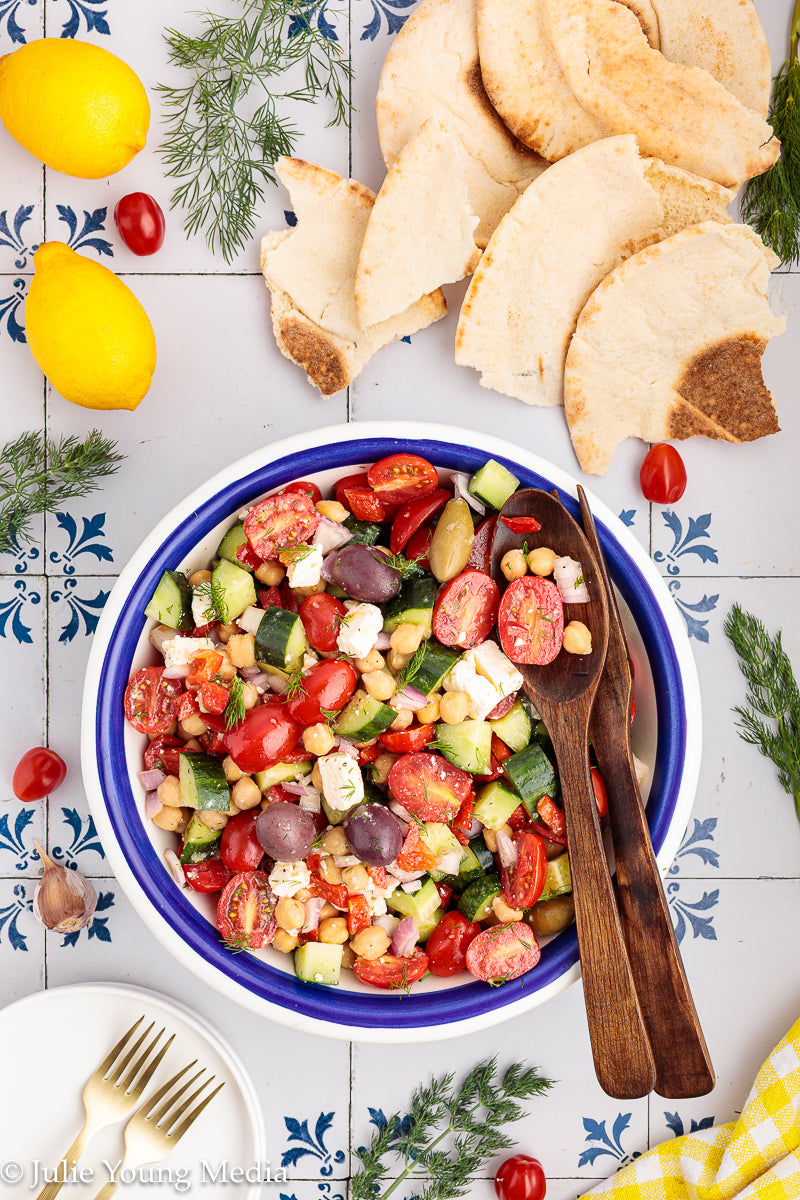 Greek Chickpea Salad with Lemon Dill Vinaigrette
