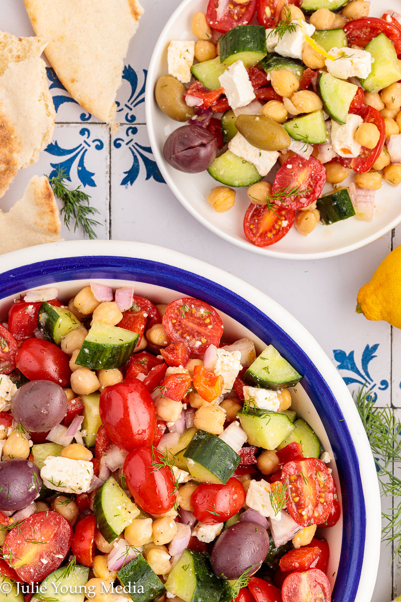 Greek Chickpea Salad with Lemon Dill Vinaigrette