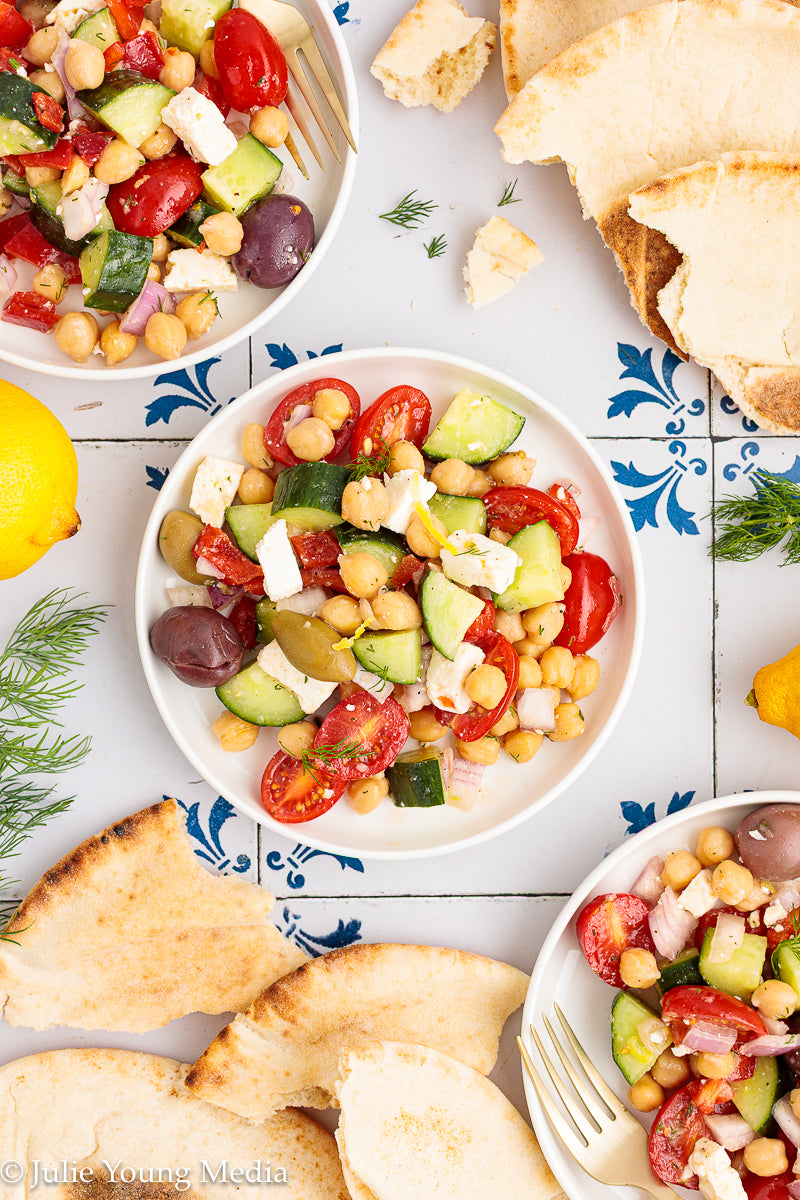 Greek Chickpea Salad with Lemon Dill Vinaigrette