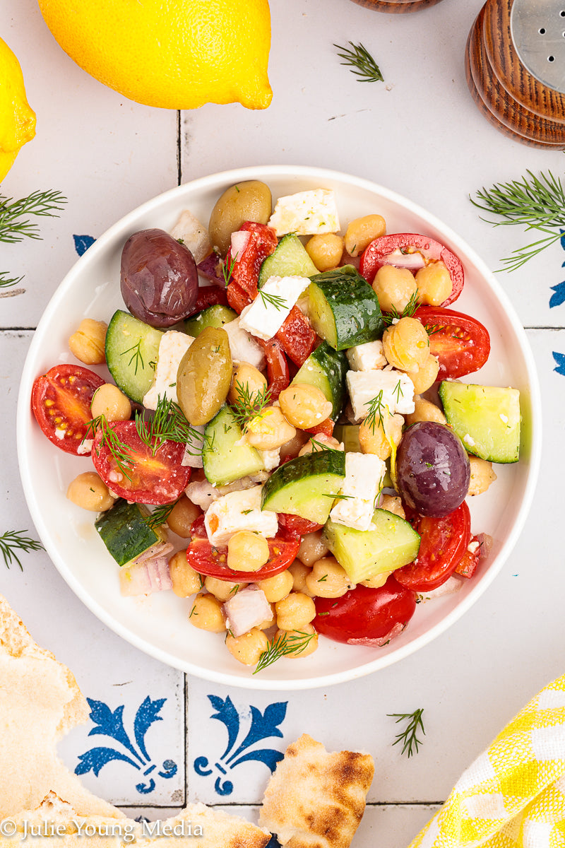 Greek Chickpea Salad with Lemon Dill Vinaigrette