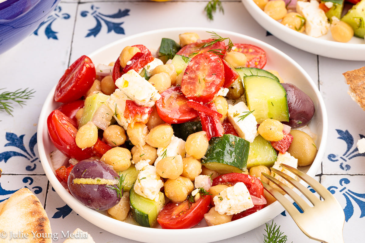 Greek Chickpea Salad with Lemon Dill Vinaigrette