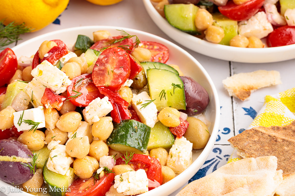Greek Chickpea Salad with Lemon Dill Vinaigrette