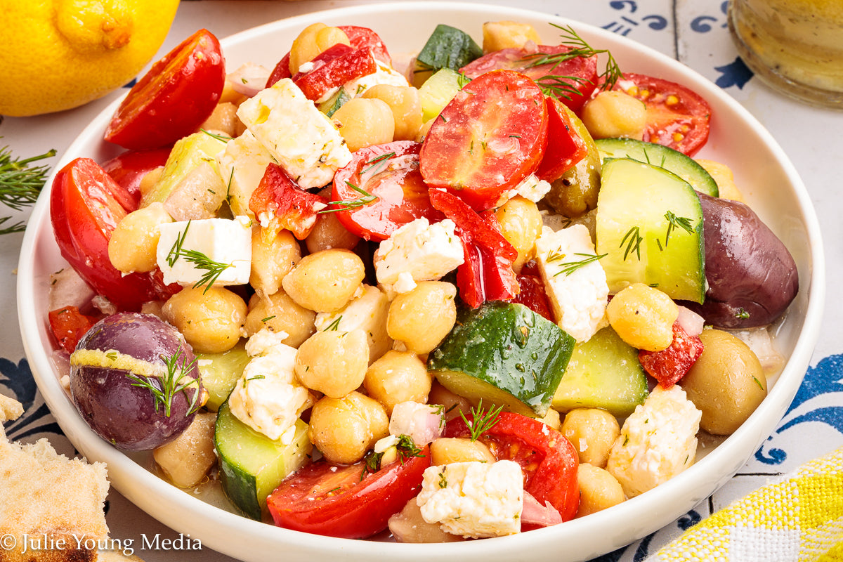Greek Chickpea Salad with Lemon Dill Vinaigrette