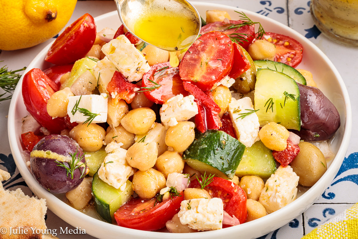 Greek Chickpea Salad with Lemon Dill Vinaigrette