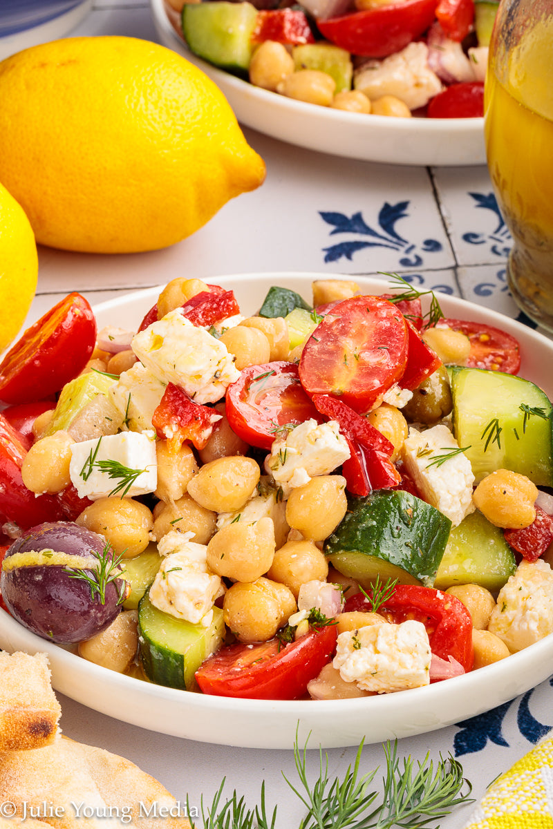 Greek Chickpea Salad with Lemon Dill Vinaigrette