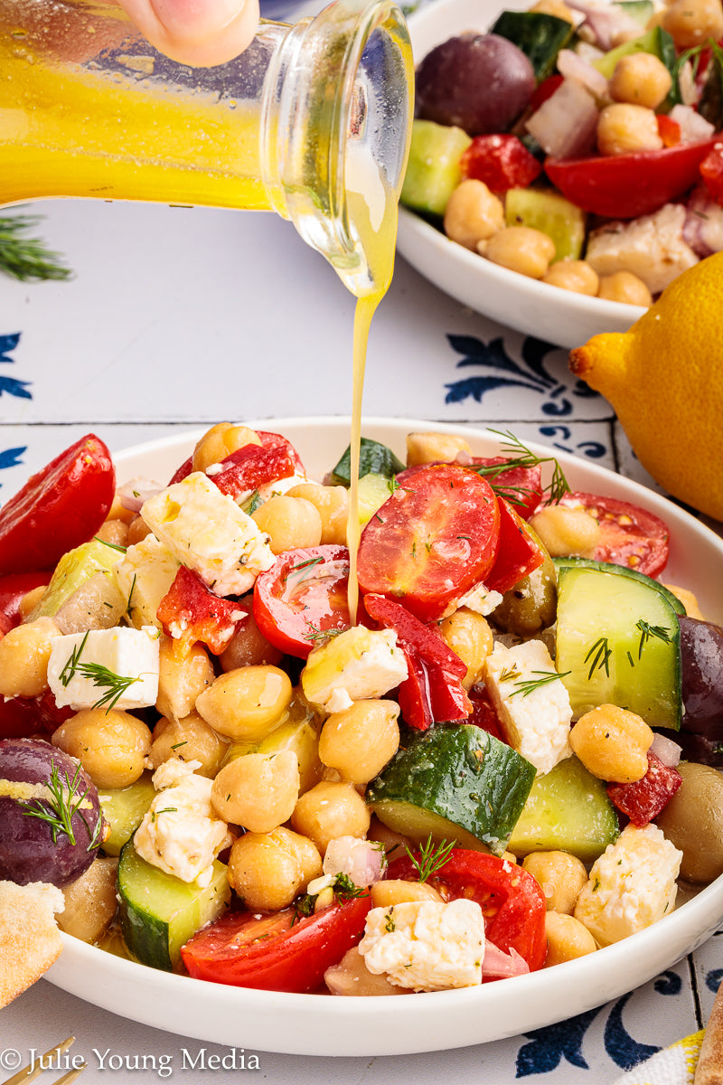 Greek Chickpea Salad with Lemon Dill Vinaigrette