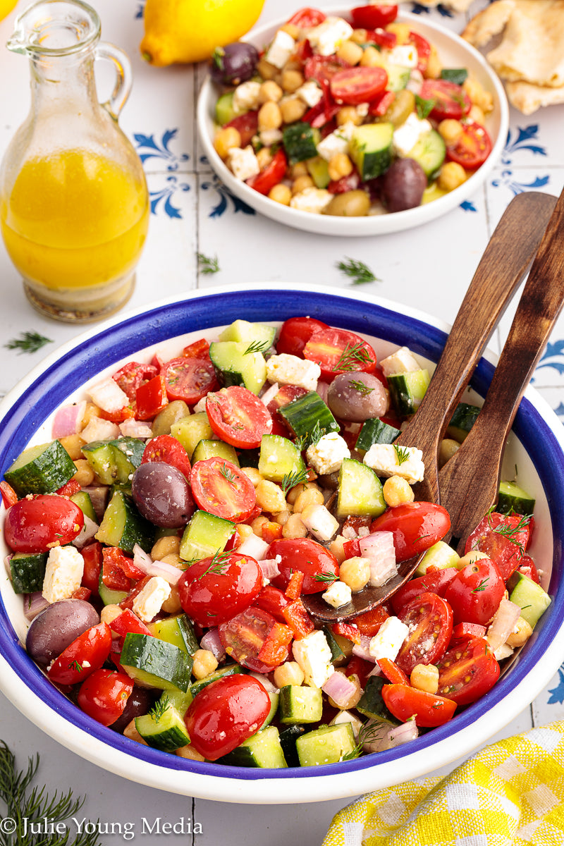 Greek Chickpea Salad with Lemon Dill Vinaigrette