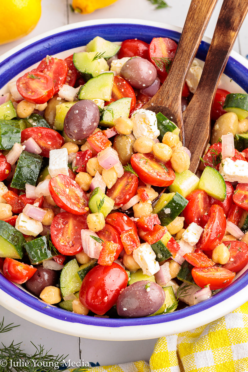 Greek Chickpea Salad with Lemon Dill Vinaigrette