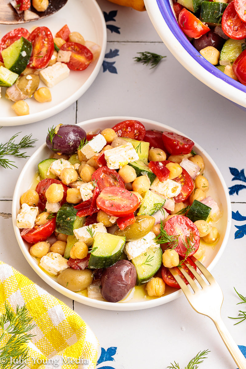 Greek Chickpea Salad with Lemon Dill Vinaigrette