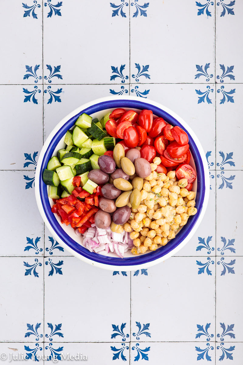 Greek Chickpea Salad with Lemon Dill Vinaigrette