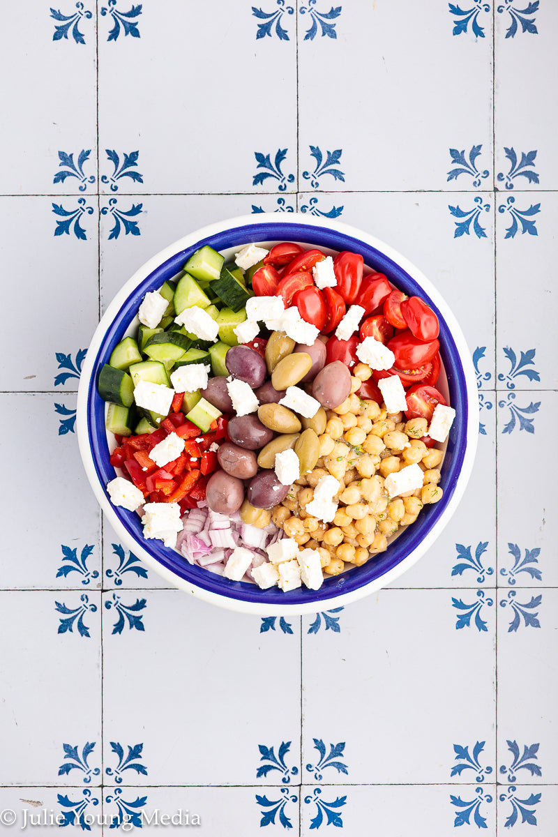 Greek Chickpea Salad with Lemon Dill Vinaigrette