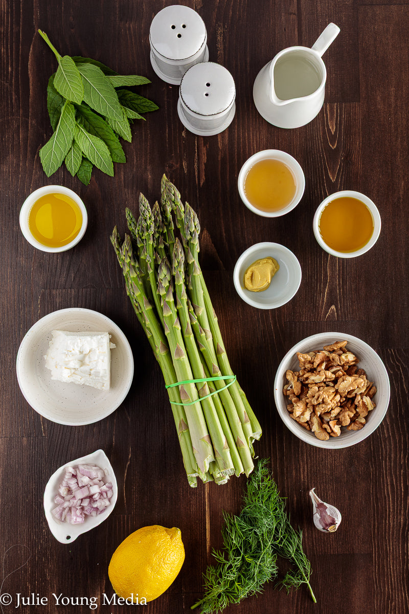 Grilled Asparagus Salad with Walnuts Feta and Herbs