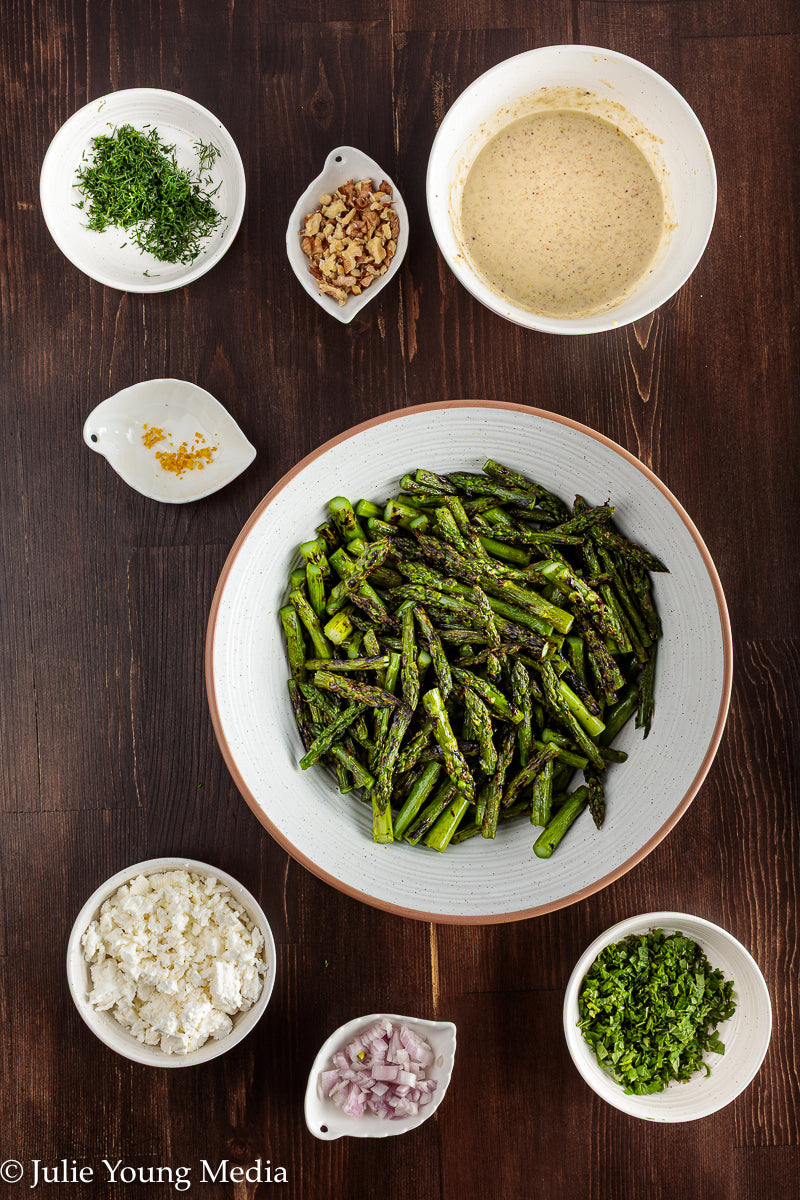 Grilled Asparagus Salad with Walnuts Feta and Herbs