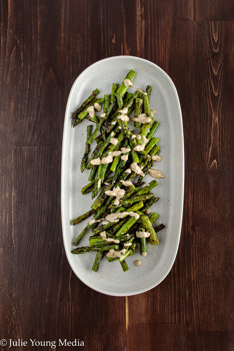 Grilled Asparagus Salad with Walnuts Feta and Herbs