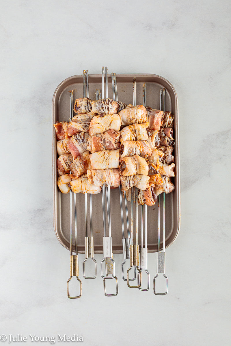 Grilled Liver and Bacon Skewers + Onion Parsley Salad