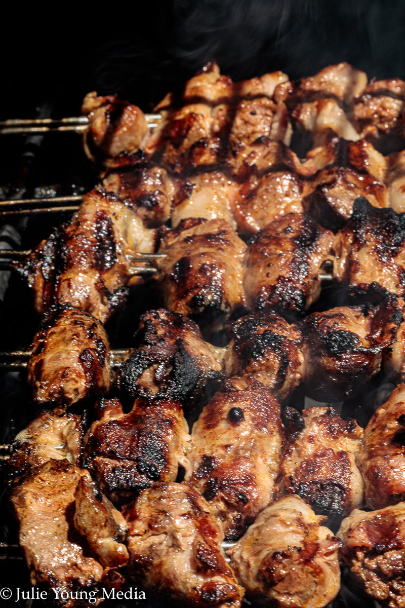 Grilled Liver and Bacon Skewers + Onion Parsley Salad