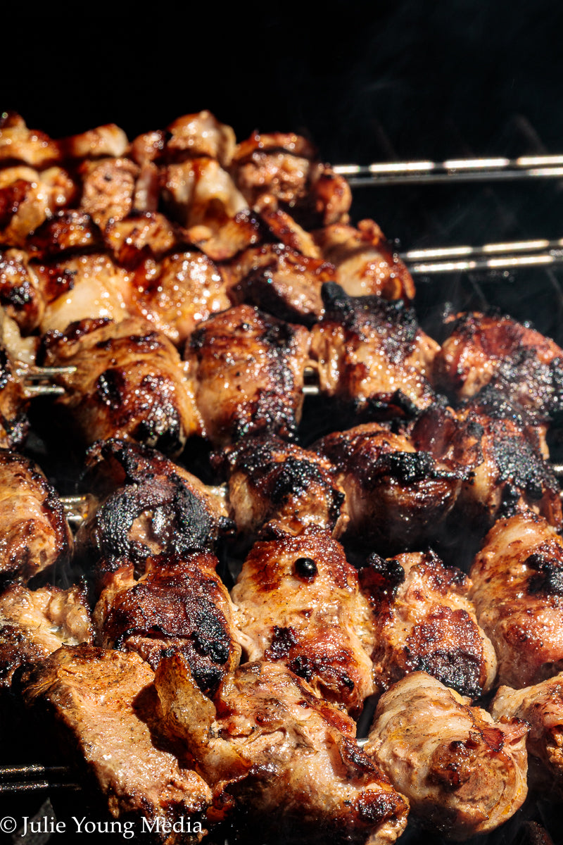 Grilled Liver and Bacon Skewers + Onion Parsley Salad