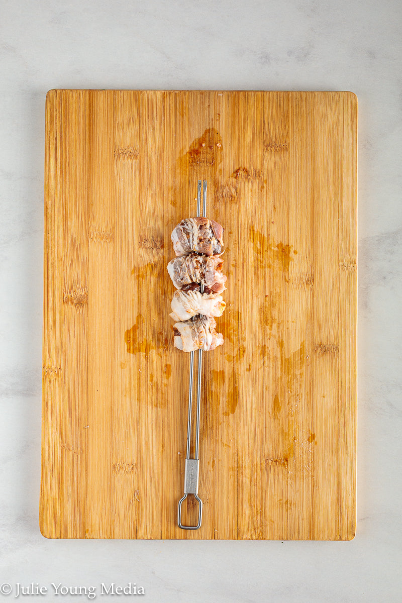 Grilled Liver and Bacon Skewers + Onion Parsley Salad