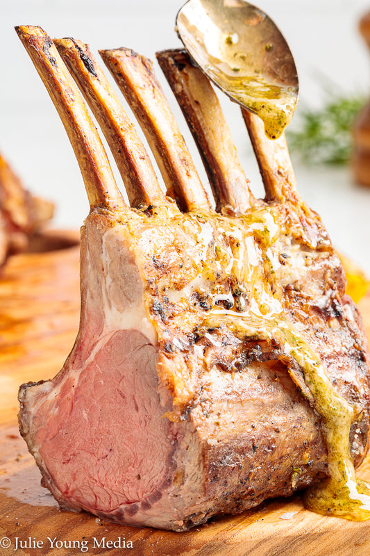 Grilled Rack of Lamb with Rosemary Dijon Finishing Oil
