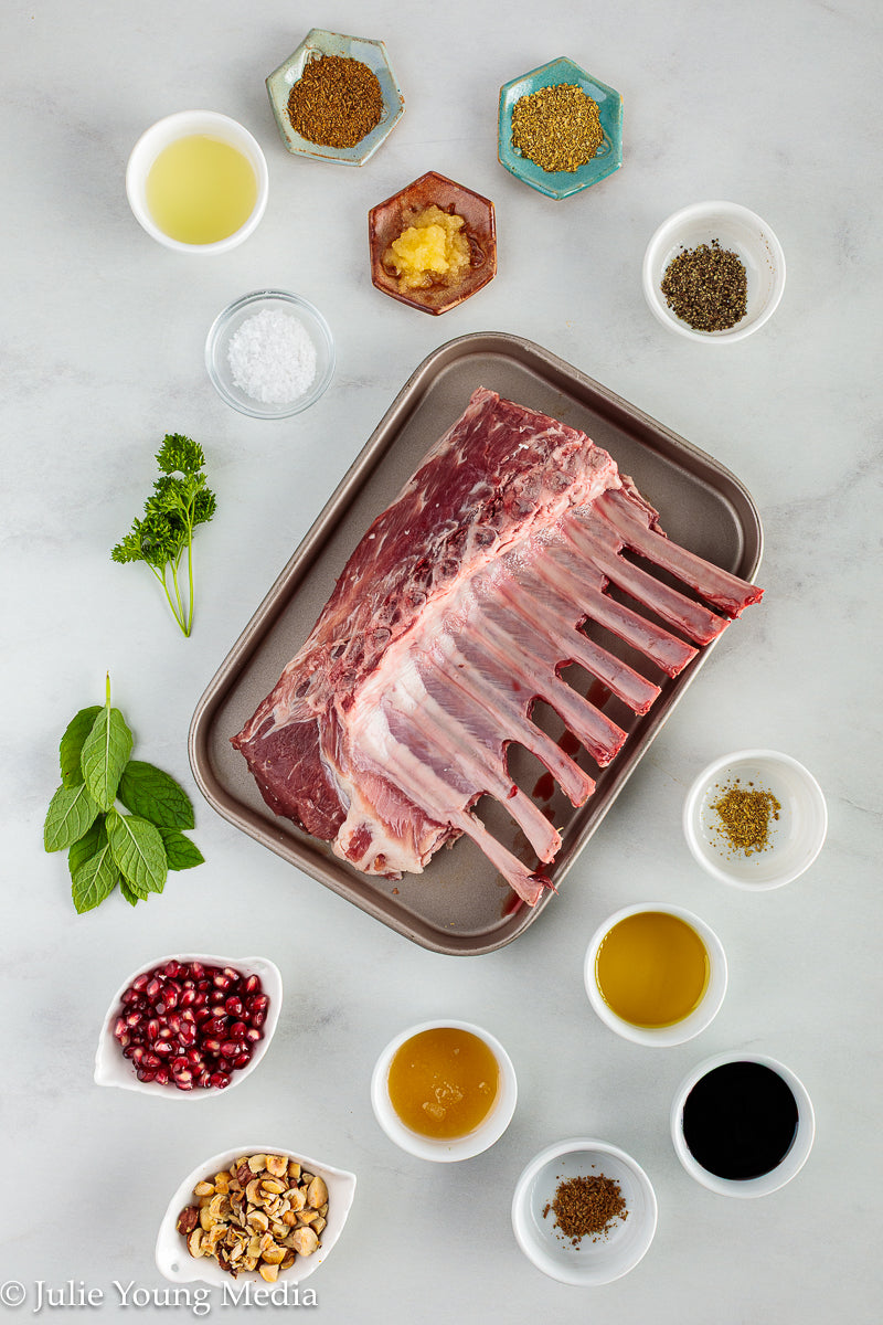 Grilled Rack of Lamb with Pomegranate Molasses Glaze
