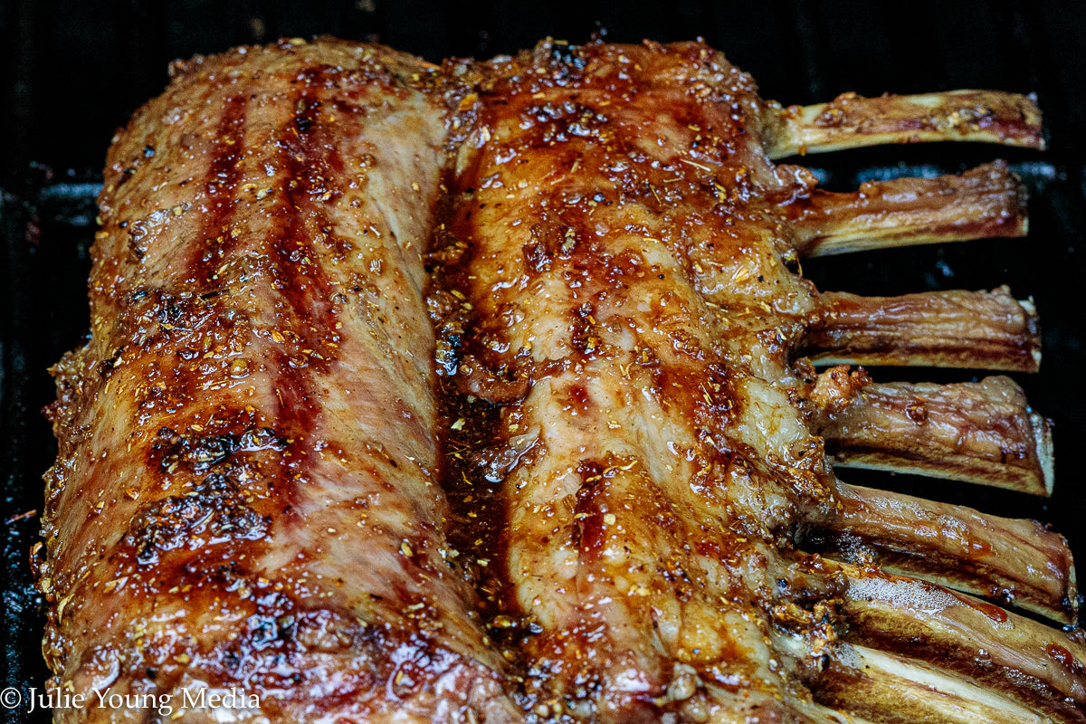 Grilled Rack of Lamb with Pomegranate Molasses Glaze