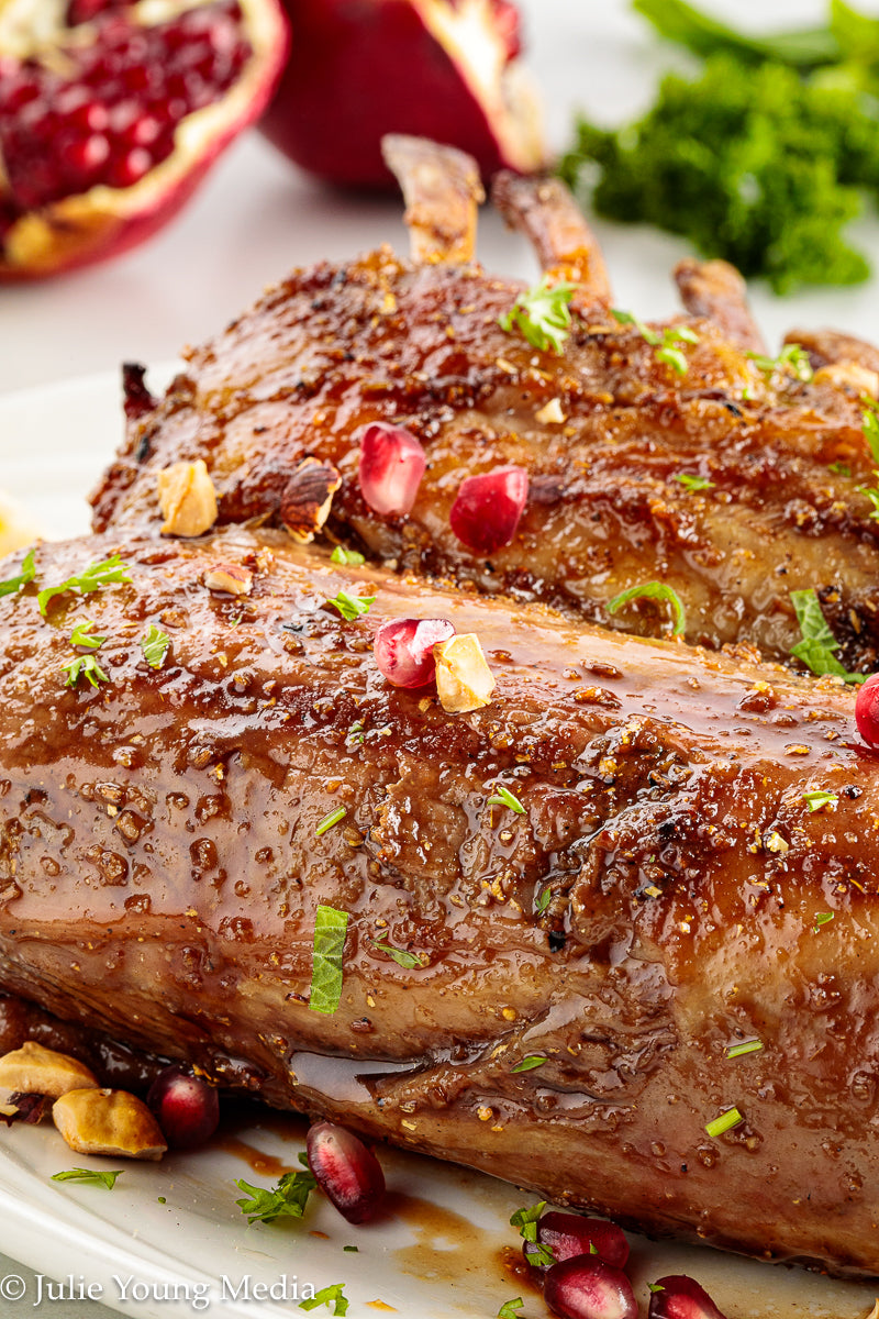 Grilled Rack of Lamb with Pomegranate Molasses Glaze