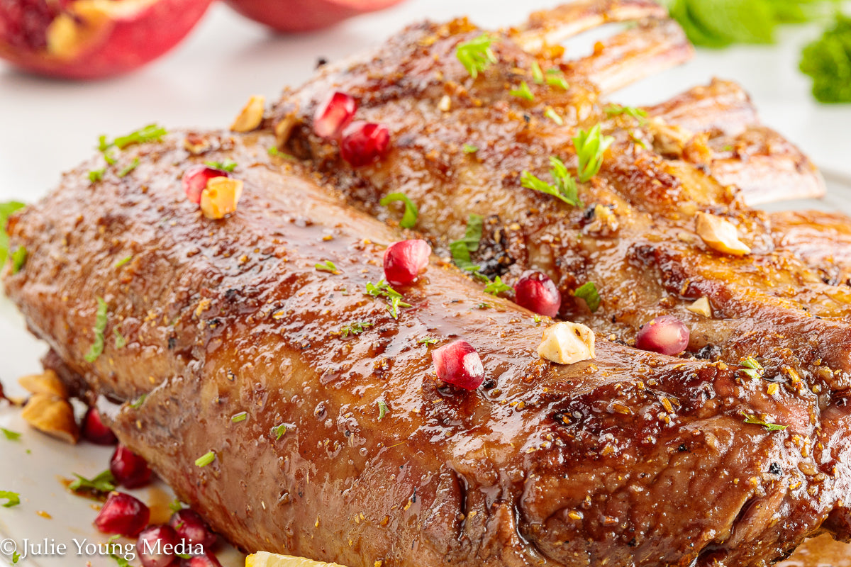 Grilled Rack of Lamb with Pomegranate Molasses Glaze