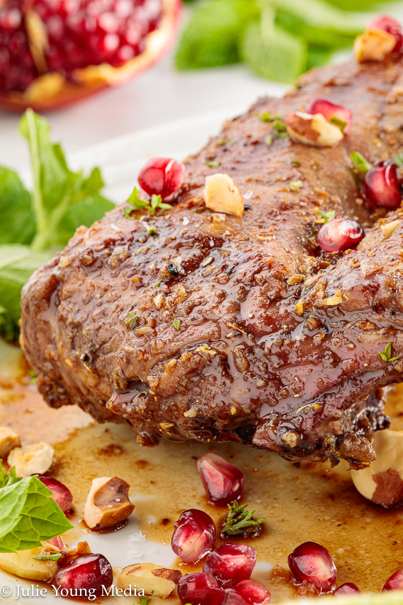 Grilled Rack of Lamb with Pomegranate Molasses Glaze