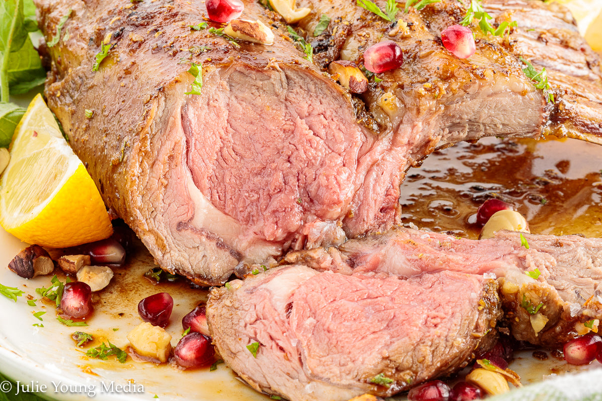 Grilled Rack of Lamb with Pomegranate Molasses Glaze