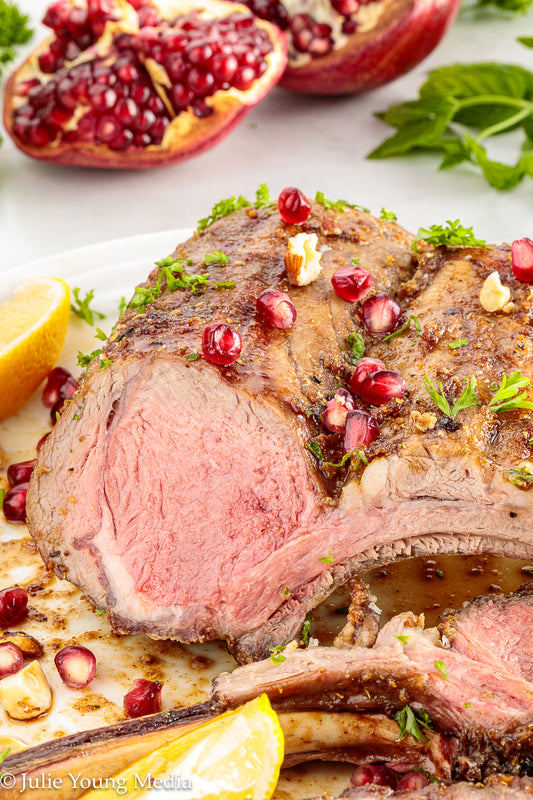 Grilled Rack of Lamb with Pomegranate Molasses Glaze