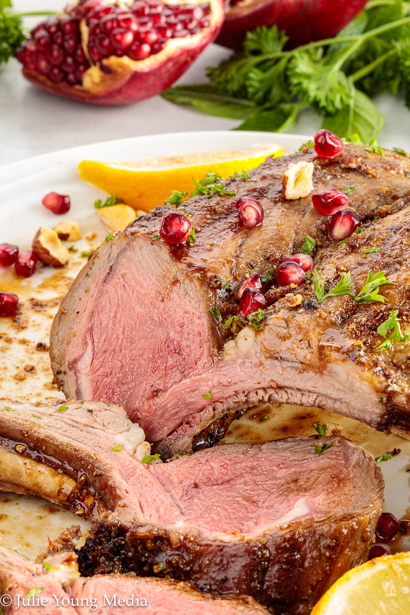 Grilled Rack of Lamb with Pomegranate Molasses Glaze