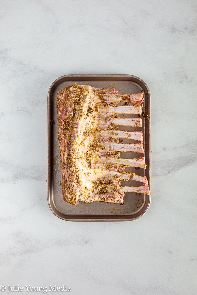 Grilled Rack of Lamb with Pomegranate Molasses Glaze