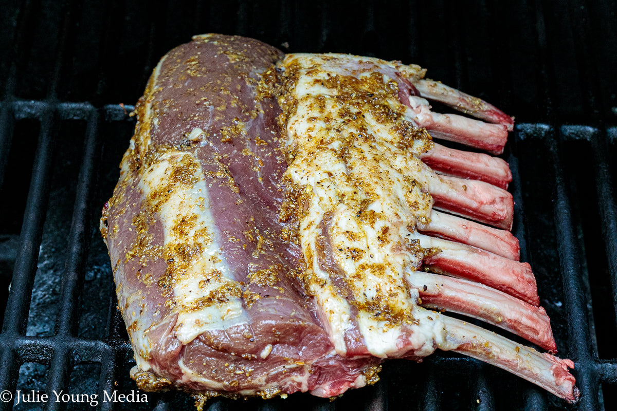 Grilled Rack of Lamb with Pomegranate Molasses Glaze