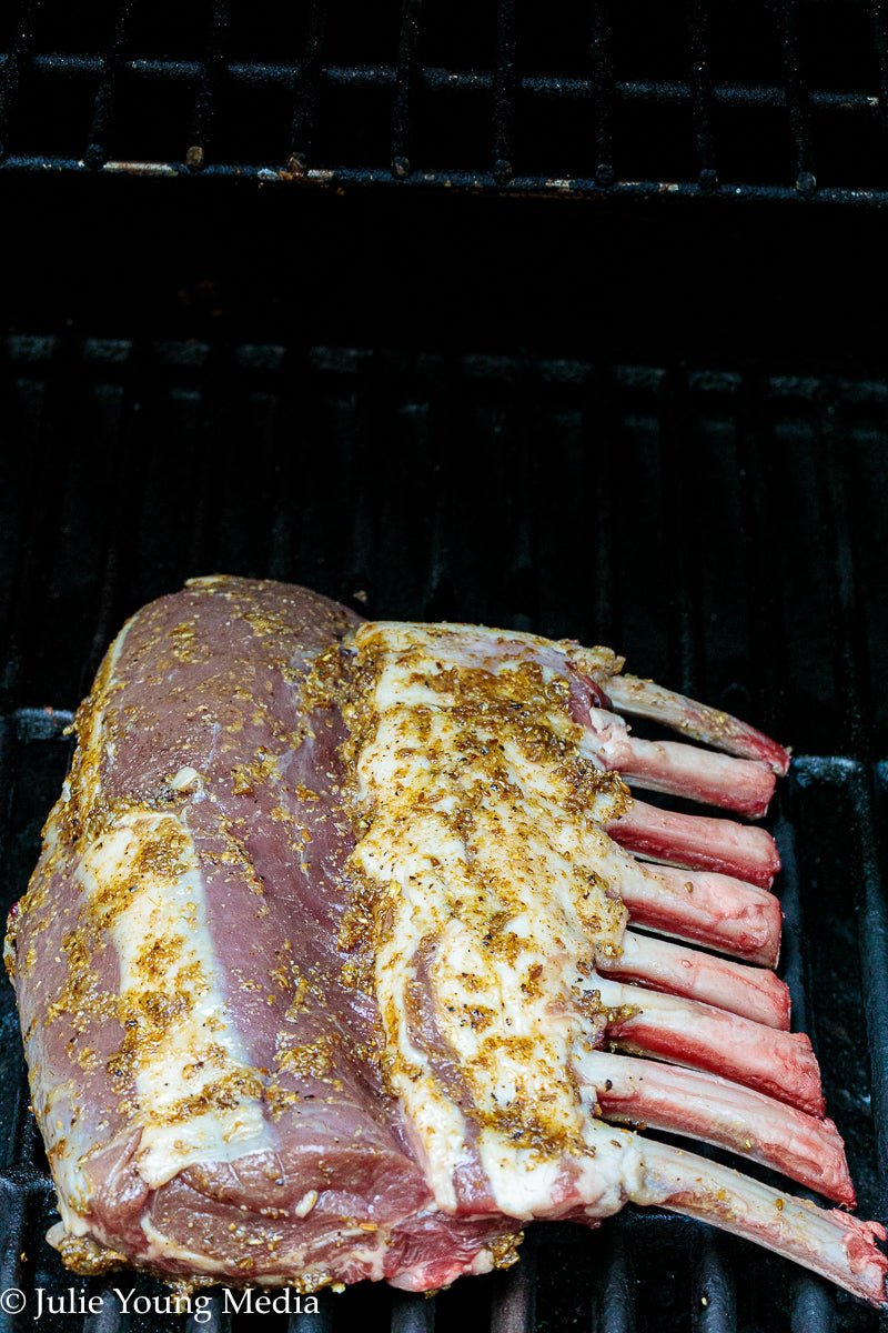 Grilled Rack of Lamb with Pomegranate Molasses Glaze