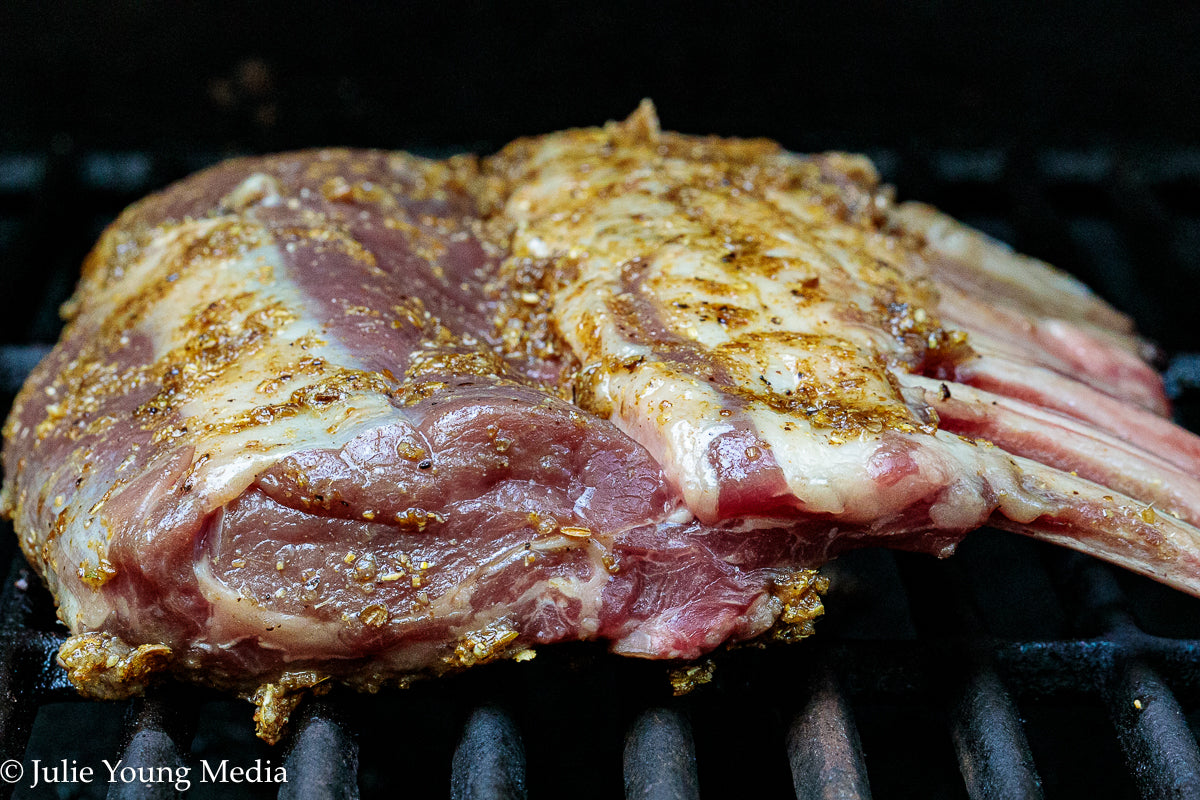 Grilled Rack of Lamb with Pomegranate Molasses Glaze