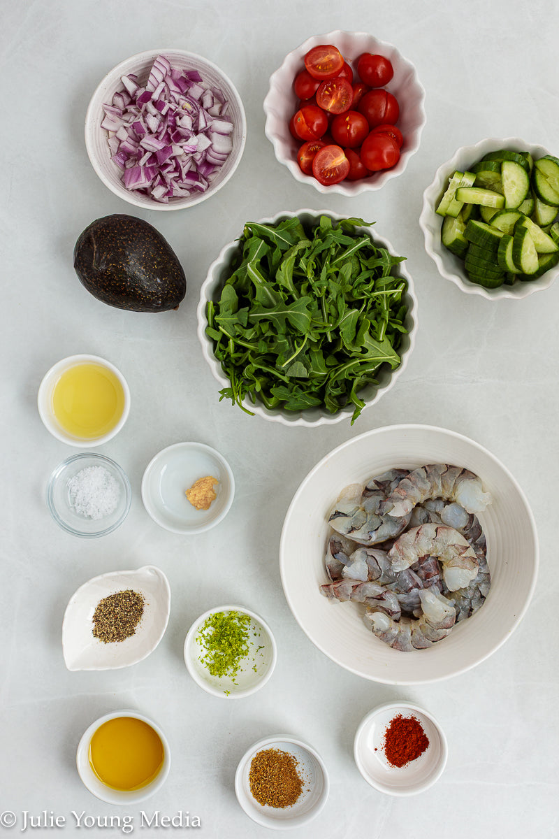 Grilled Shrimp Salad with Creamy Lime and Black Pepper Dressing
