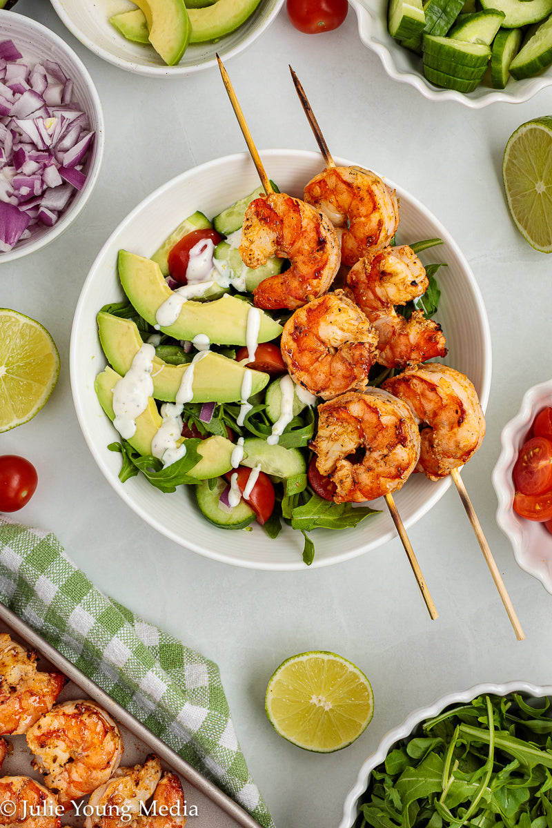 Grilled Shrimp Salad with Creamy Lime and Black Pepper Dressing
