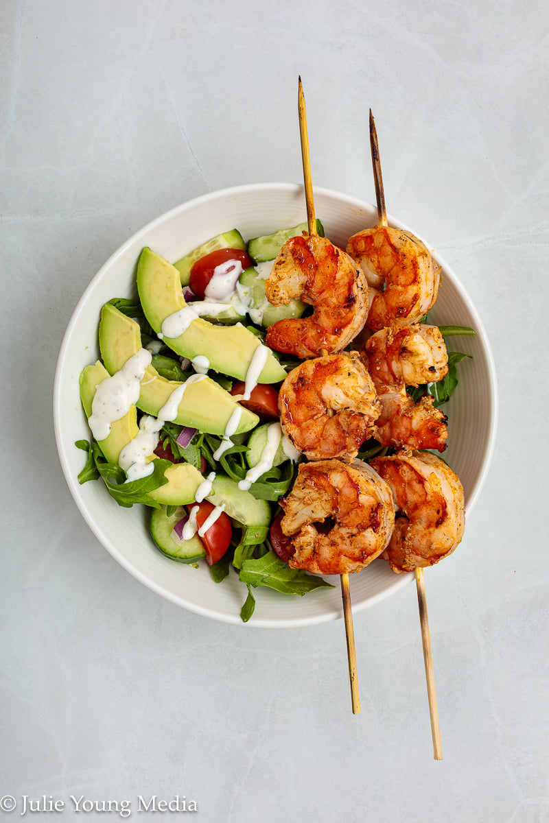 Grilled Shrimp Salad with Creamy Lime and Black Pepper Dressing