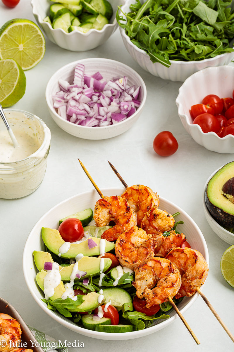 Grilled Shrimp Salad with Creamy Lime and Black Pepper Dressing