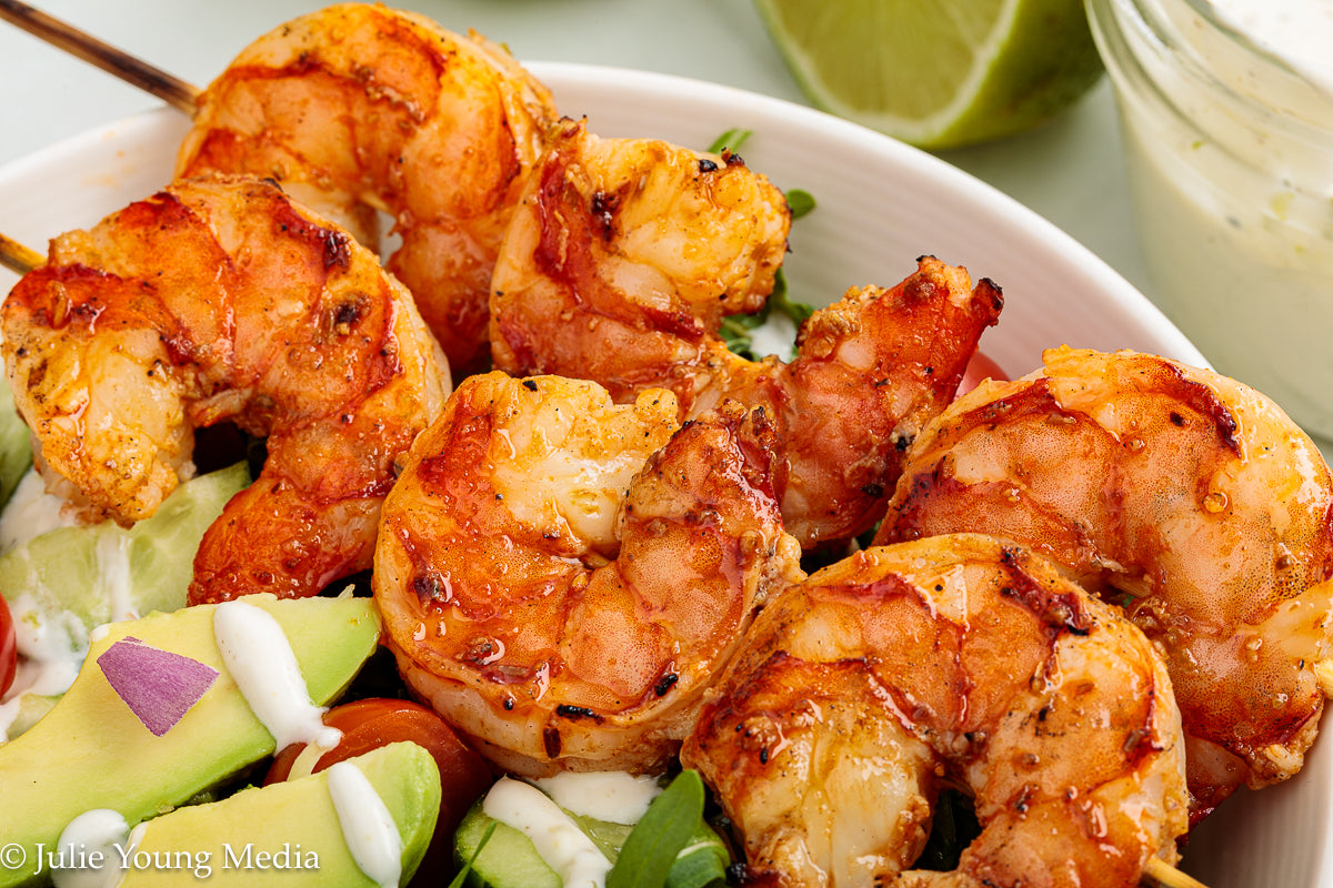 Grilled Shrimp Salad with Creamy Lime and Black Pepper Dressing