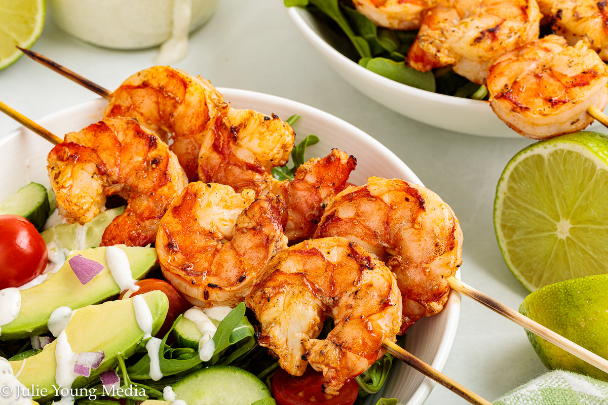 Grilled Shrimp Salad with Creamy Lime and Black Pepper Dressing