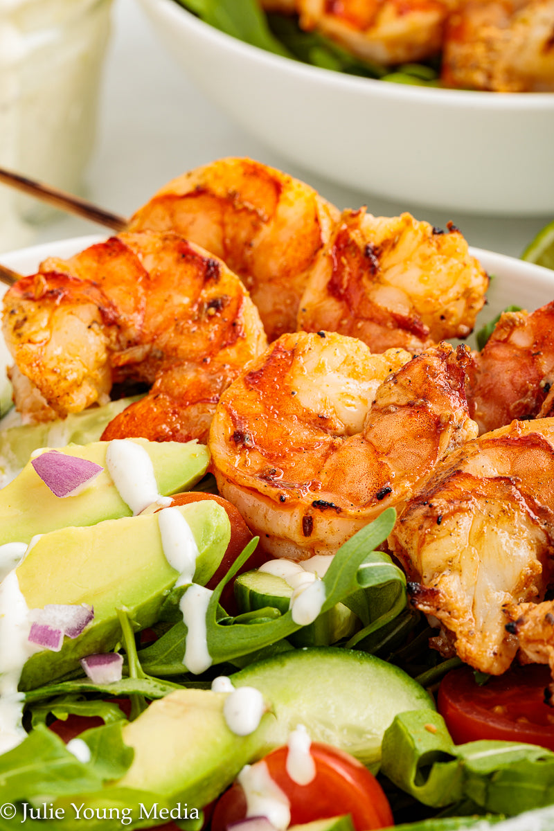 Grilled Shrimp Salad with Creamy Lime and Black Pepper Dressing