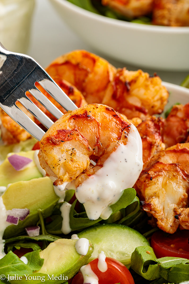 Grilled Shrimp Salad with Creamy Lime and Black Pepper Dressing